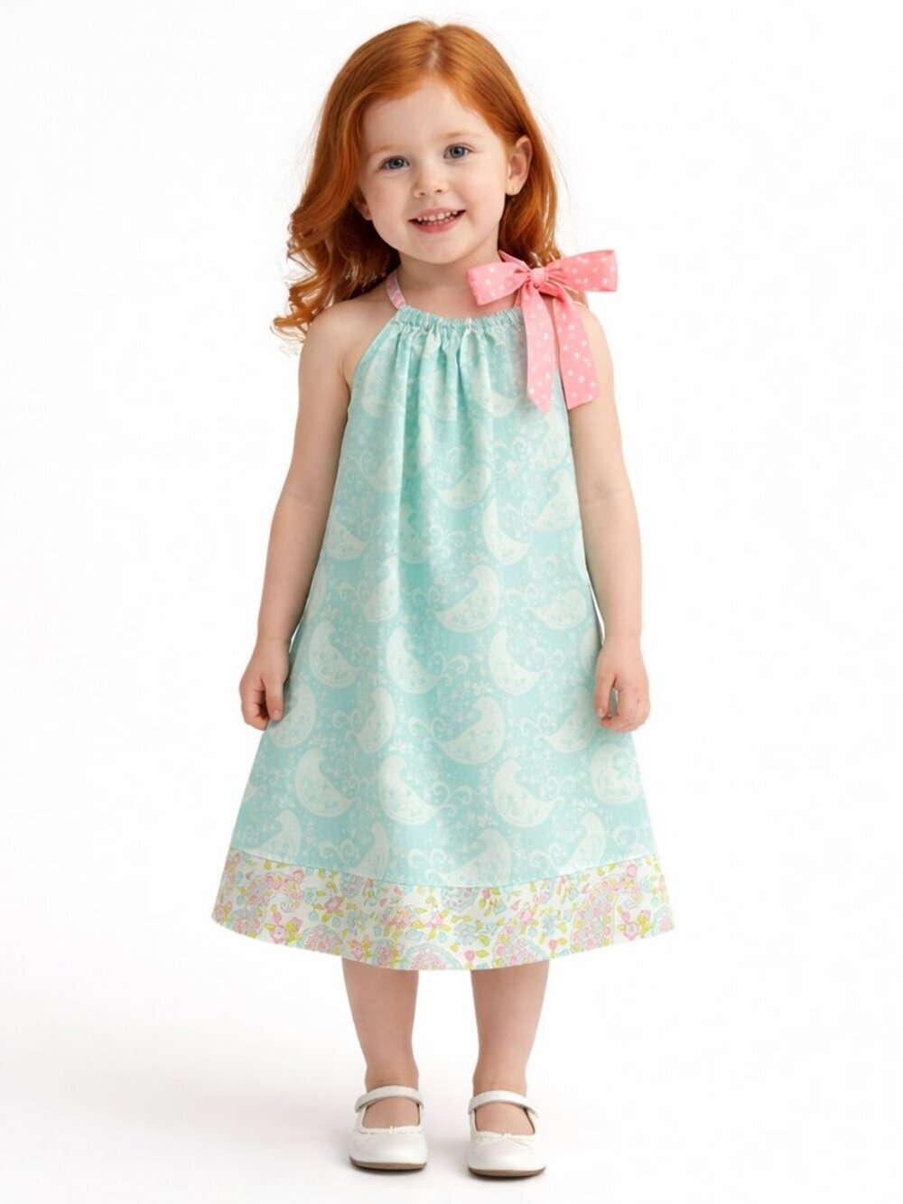 Toddler Paisley Floral Polka Dot Sleeveless Dress Size 3T Handmade READ